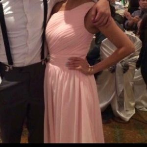 One shoulder pink bridesmaid dress